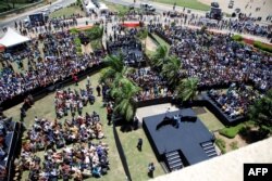 Vice President Kamala Harris addresses youth gathered on Black Star square in Accra, Ghana, on March 28, 2023.