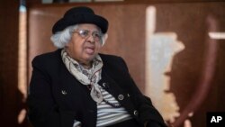 FILE - Esther Lee, president of the Bethlehem Chapter of the NAACP, talks about the presidential election in Bethlehem, Pa., Jan. 17, 2024.