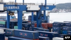 台湾基隆市的基隆港集装箱码头。（2023年10月31日）