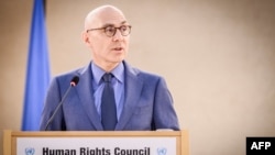 폴커 튀르크 유엔 인권최고대표가 지난 26일 스위스 제네바에서 제55차 유엔 인권이사회 개막 일정 중 연설하고 있다. (자료사진)