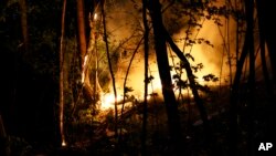 우크라이나 수도 크이우(러시아명 키예프) 중심부에서 4일 무인항공기(UAV·드론) 추락 직후 화재가 발생하고 있다.