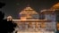A temple dedicated to Lord Ram is lit up two days before its grand opening in Ayodhya, India, Jan. 20, 2024. 