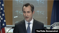 매튜 밀러 미국 국무부 대변인이 15일 워싱턴 국무부 청사에서 정례브리핑을 했다.