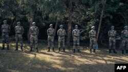 Baadhi ya wanajeshi wa ujumbe wa Umoja wa Mataifa waliopo Jamhuri ya Kidemokrasia ya Congo (MONUSCO) ukiwa Goma Agosti 1, 2022. Picha na ALEXIS HUGUET / AFP. 