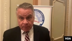 U.S. Rep. Christopher Smith, co-chair of the Tom Lantos Human Rights Commission, speaks to VOA at the Capitol in Washington, Sep.13, 2023