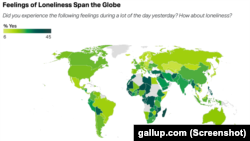 Mapa mjerenja usamljenosti u svijetu u 2024.