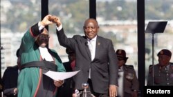 Cyril Ramaphosa is pictured after taking the oath of office for his second term as South African President at the Union Buildings in Pretoria, June 19, 2024.