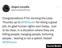 متن یورگن لوکادیا در واکنش به حکم فیفا علیه او.