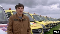 Brock Bierman is president of Ukraine Focus, a nongovernmental group based in Washington and Ukraine that is driving donated U.S. and European ambulances to Ukraine after the D-Day events. (Lisa Bryant/VOA)
