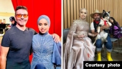 Putri Ariani bersama juri Simon Cowell (foto kiri) dan Adrian Stoica, serta Hurricane, (foto kanan) duo pemenang America's Got Talent untuk musim tayang ke-18 (dok: Instagram/@arininismaputri)