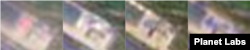 8월 19일부터 9월 1일까지 선로 옆 야적장의 변화. 화물의 색상과 모양이 지속적으로 변한다는 것을 알 수 있다. 사진=Planet Labs