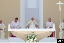 Pope Francis celebrates the closing mass of the World Young Day (WYD) in Tejo Park, Lisbon, Aug. 6, 2023.