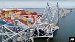 대형 컨테이너 화물선 '달리'호와 충돌해 무너져 내린 미국 볼티모어항의 프랜시스 스콧 키 브리지 (자료사진)