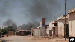 Smoke rises in Khartoum, Sudan, May 3, 2023. 