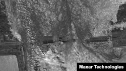 This satellite image provided by Maxar Technologies shows an overview of the damaged Kakhovka dam in southern Ukraine on Tuesday, June 6, 2023.