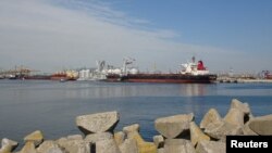 FILE - A view of the cereal terminal with grain silo in the Black Sea port of Constanta, Romania, May 11, 2022. 