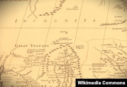 Detail, Senex, Price, and Maxwell map of North America (1710) shows Quivira located between New Mexico and lands "incognita," or unknown.