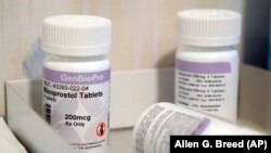 FILE - Bottles of the drug misoprostol sit on a table at the West Alabama Women's Center, March 15, 2022, in Tuscaloosa, Ala.