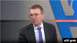 Latvian Foreign Minister Edgars Rinkevics speaks with VOA's Georgian Service, March 29, 2023.