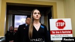 Montana State Representative Zooey Zephyr leaves Montana's House chamber in Helena, April 26, 2023, after lawmakers passed a motion barring her from the House floor, anteroom or gallery for the rest of the legislative session, scheduled to end May 10. She still may vote.