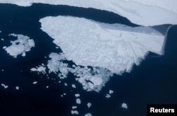 Sea ice in the Arctic Ocean is seen near Ny-Aalesund, Svalbard, April 5, 2023.