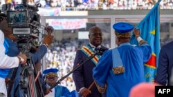Félix Tshisekedi lors de sa prestation de serment au stade des Martyrs, la plus grande enceinte de Kinshasa.