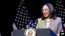 Wakil Presiden Kamala Harris menyampaikan pidato di acara kampanye di Pittsfield, Massachusetts, Sabtu, 27 Juli 2024. (Foto: AP)