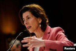 FILE - U.S. Commerce Secretary Gina Raimondo on Capitol Hill in Washington, May 16, 2023.