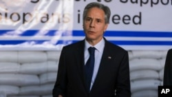 US Secretary of State Antony Blinken visits a UN Logistics Center Warehouse in Addis Ababa, Ethiopia, March 15, 2023. 