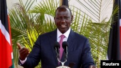 Rais Ruto wa Kenya akizungumza katika mkutano na waandishi wa habari katika Ikulu ya Nairobi, Mei 5, 2023. Picha na REUTERS/Moniah Mwangi