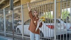 FILE — Iranian journalist Nazila Maroufian gestures in a photo she posted on her X account Aug. 13, 2023.