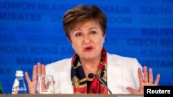 La directrice générale du FMI, Kristalina Georgieva, s'exprime lors de la session plénière du Comité monétaire et financier international (CMFI) à Washington, le 19 avril 2024. Reuters / Ken Cedeno