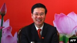 FILE - Vo Van Thuong, a senior leader in the Communist Party of Vietnam, is seen at a press conference after the closing ceremony of the Communist Party of Vietnam (CPV) 13th National Congress at the National Convention Centre in Hanoi, Feb. 1, 2021.