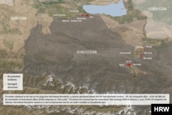 Chegara bo'ylab zarar ko'rgan hududlar qizil rangda belgilangan