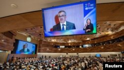 지난 21일 스위스 제네바 WHO 본부에서 세계보건총회(WHA)가 열리고 있다.