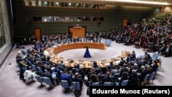 Pertemuan Dewan Keamanan PBB mengenai krisis di Jalur Gaza berlangsung di markas besar PBB di New York, AS, 23 Januari 2024. (Foto: REUTERS/Eduardo Munoz)