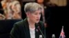 Menteri Luar Negeri Australia Penny Wong berbicara pada Pertemuan Menteri Luar Negeri Perhimpunan Bangsa-Bangsa Asia Tenggara (ASEAN) di Jakarta, 13 Juli 2023. (Foto: via AP)