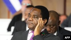 FILE - Zambian President Hakainde Hichilema listens during the New Global Financial Pact Summit in Paris, June 23, 2023. Hichilema warned in late May 2024 that anyone promoting hate speech and tribalism to disturb social peace in Zambia would face the full force of the law.