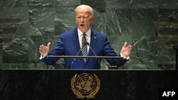 Le président américain Joe Biden à la tribune de l'ONU.