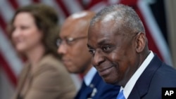 US Defense Secretary Lloyd Austin speaks during his meeting with Kenya's President William Ruto at the Pentagon in Washington, May 24, 2024. 