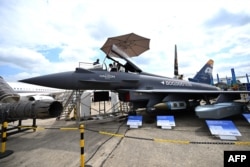 The multirole fighter Eurofighter Typhoon is displayed at the International Paris Air Show, Le Bourget Airport, June 19, 2023.