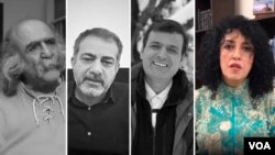 از راست: نرگس محمدی، عبدالله مومنی، علیرضا بهشتی شیرازی و کیوان صمیمی 