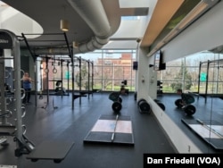 A person lifts weights at the CSU recreation center.