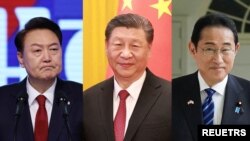 윤석열 한국 대통령·시진핑 중국 국가주석·기시다 후미오 일본 총리.