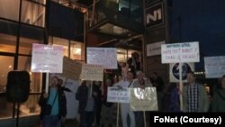 Protest "Narodnog štaba" ispred televizije N1 (FoNet)