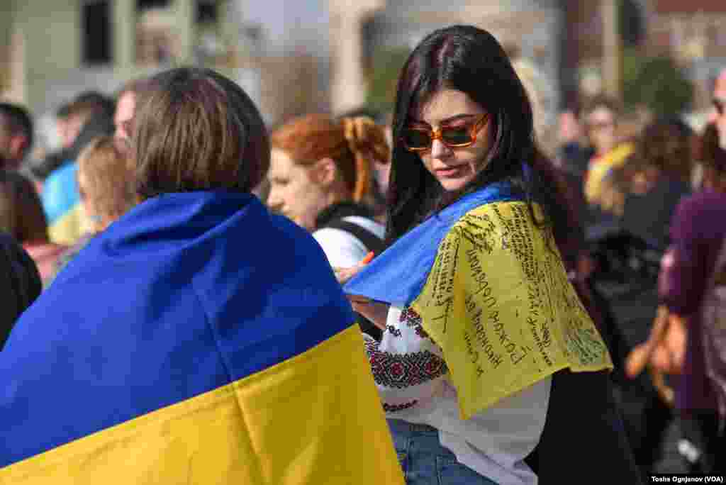 Rally of Ukrainians in Skopje - One year resistance to the Russian aggression 