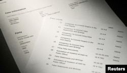 14일 미국 조지아주 풀턴 카운티 법원 웹사이트에 잠시 올라왔던 도널드 트럼프 전 대통령 공소장. 혐의들이 열거돼 있다.