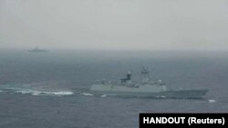 중국 인민해방군 함정이 타이완 인근 해역에서 순찰하고 있다. (자료사진)