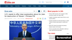A screenshot of Chinese state media website Ecns.cn.
