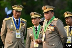 ภาพของเจ้าหน้าที่ระดับสูงของกองทัพเมียนมา ในวันกองทัพชาติ เมื่อ 27 มี.ค. 2567